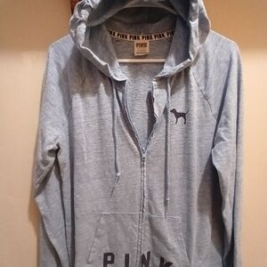 Victoria's Secret PINK Heathered Blue Zip Up Hoodie